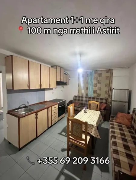 Tirane, jepet me qera apartament 1+1 , 50 m² 220 € (100 m nga rrethi Astirit)
