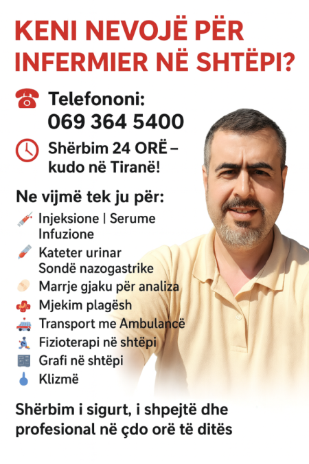 Tirane, ofroj Sherbim infermier ne shtepi