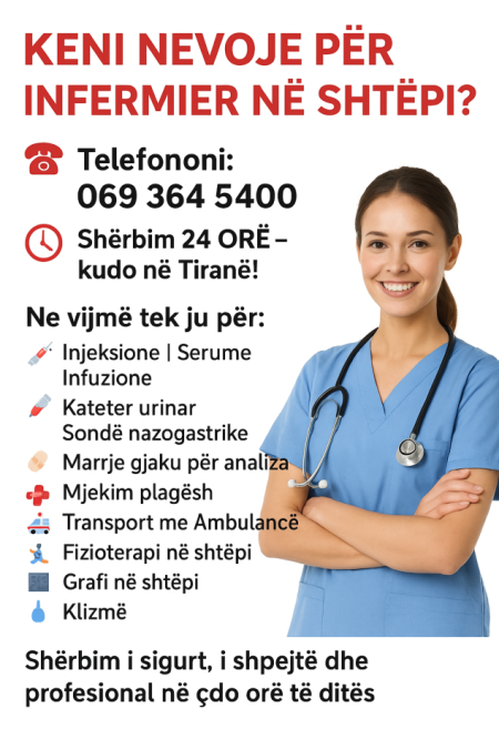 Tirane, ofroj Sherbim infermier ne shtepi