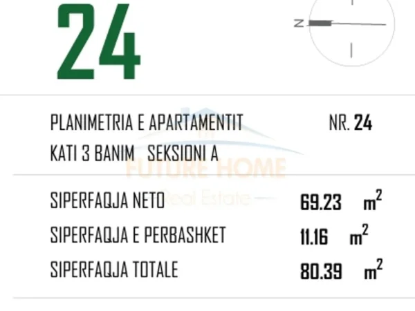 Tirane, shitet 1+1+Ballkon Kati 3, 81 m² 92.500 € 