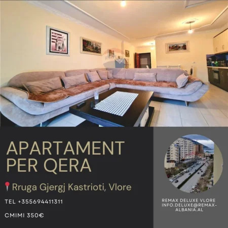 Vlore, jepet me qera apartament 1+1+Ballkon Kati 8, 76 m² 350 € (Rruga “Gjergj Kastrioti”, përballë Bar Colosseo, Vlore)