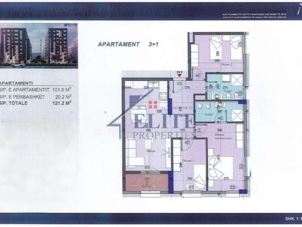 Tirane, shitet apartament 3+1+Ballkon Kati 7, 121 m² 169.680 € (Kthesa e Kamzes)