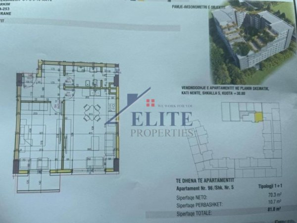 Tirane, shitet apartament 1+1+Ballkon Kati 9, 81 m² 109.350 € (Urban Gate Astir)