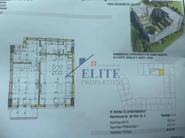 Tirane, shitet apartament 1+1+Ballkon Kati 9, 81 m² 109.350 € (Urban Gate Astir)