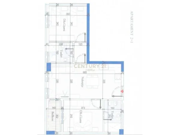 Tirane, shes apartament 2+1 Kati 2, 87 m² 117.900 € (Ish Dogana)