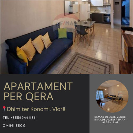 Vlore, jepet me qera apartament 1+1+Ballkon Kati 0, 67 m² 350 € (Rruga Dhimitër Konomi, Vlore)