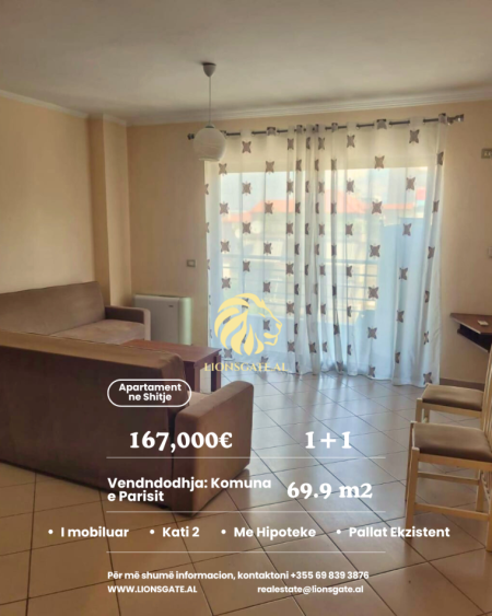 Tirane, shitet apartament 1+1 Kati 2, 70 m² 169.000 € (Komuna Parisit)