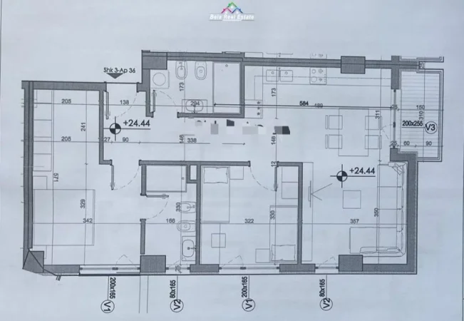 Tirane, shes apartament 2+1+Ballkon Kati 8, 102 m² 225.000 € (Rruga e Dafinave)