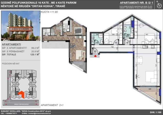 Tirane, shitet apartament 2+1+Ballkon Kati 2, 120 m² 210.755 € (Rr.Dritan Hoxha)
