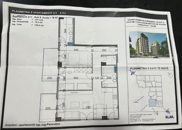 Tirane, shitet apartament 2+1+Ballkon Kati 5, 126 m² 214.880 € (Rr. Javer Malo)