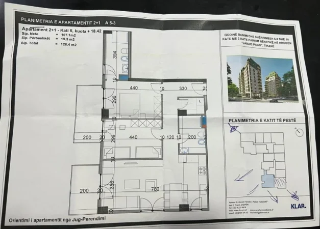 Tirane, shitet apartament 2+1+Ballkon Kati 5, 126 m² 214.880 € (Rr. Javer Malo)