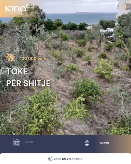 Karpen, Shitet tokë me pamje nga deti   , 900 m² 120.000 €