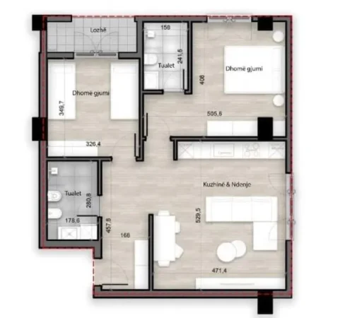 Tirane, shitet apartament 2+1 Kati 4, 103 m² 170.000 € (Rruga Porcelan)