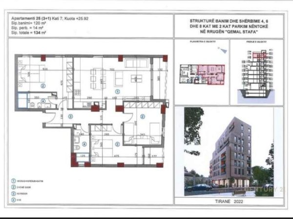 Tirane, shitet apartament Kati 7, 134 m² 227.800 Euro (Shkolla e Kuqe Tirana, Albania)