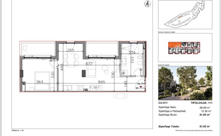 Tirane, shitet apartament 1+1 Kati 2, 68 m² 162.000 € (Park House)