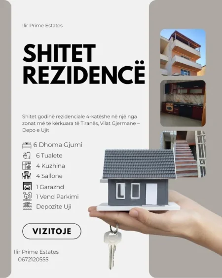 Shitet godinë rezidenciale 4-katëshe në një nga zonat më të kërkuara të Tiranës, Vilat Gjermane – Depo e Ujit