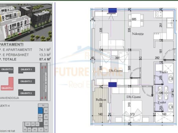 Tirane, shitet apartament 2+1+Ballkon Kati 3, 87 m² 117.990 € (Tirana Entry 2, Tiranë)