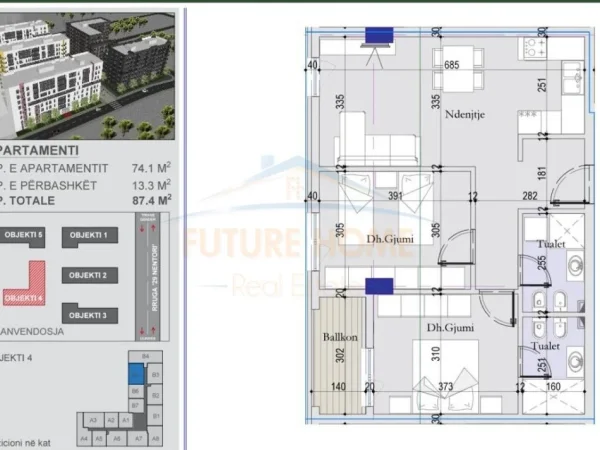 Tirane, shitet apartament 2+1+Ballkon Kati 3, 87 m² 117.990 € (Tirana Entry 2, Tiranë)