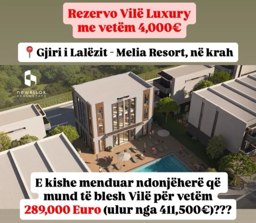 📌REZERVO ME VETËM 4,000€ VILË LUXURY 📍*Gjiri i Lalëzit - Melia Resort, në krah* | *289,000€* ( Ulet nga 411,500 €)