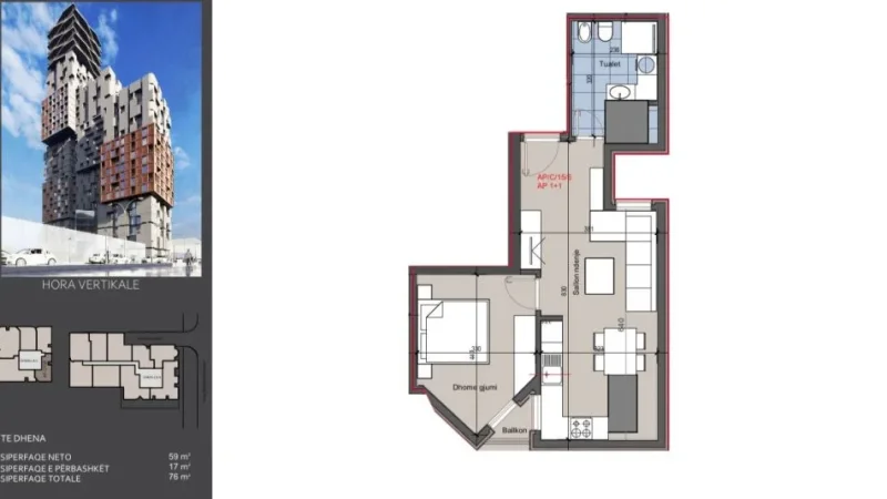 Tirane, shitet apartament 1+1 , 45 m² 190.000 € (Zogu i Zi, Rruga Muhamet Gjollesha)