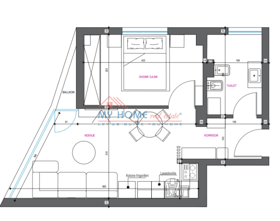 Tirane, shitet apartament 1+1+Ballkon Kati 8, 50 m² 130.000 € (Rruga Arkitekt Kasemi)