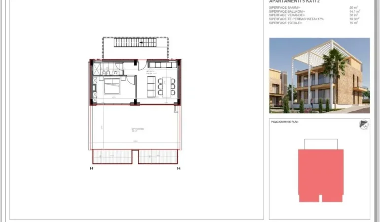Dhermi - Palase, shitet apartament 1+1 Kati 3, 75 m² 500.000 € (DHERMI)