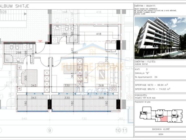 Vlore, shitet apartament 2+1+Ballkon Kati 3, 115 m² 287.300 € (Vlore)