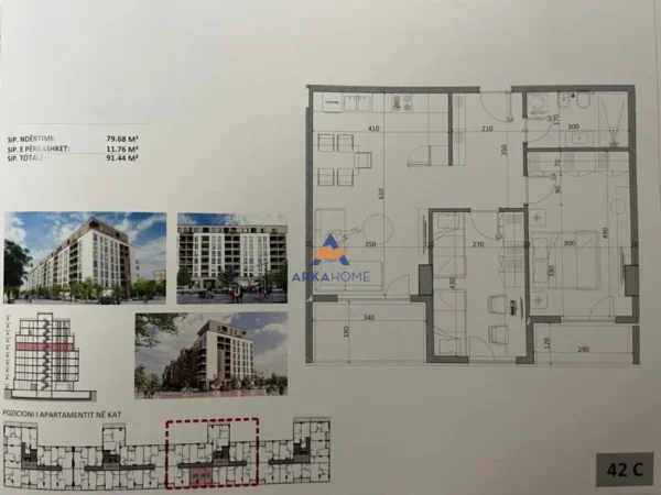 Tirane, shitet apartament 2+1 Kati 5, 98 m² 