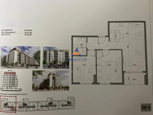 Tirane, shitet apartament 2+1 Kati 5, 98 m² 