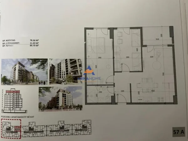 Tirane, shitet apartament 2+1 Kati 5, 98 m² 