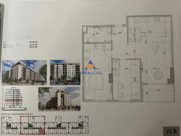 Tirane, shitet apartament 2+1 Kati 5, 98 m² 