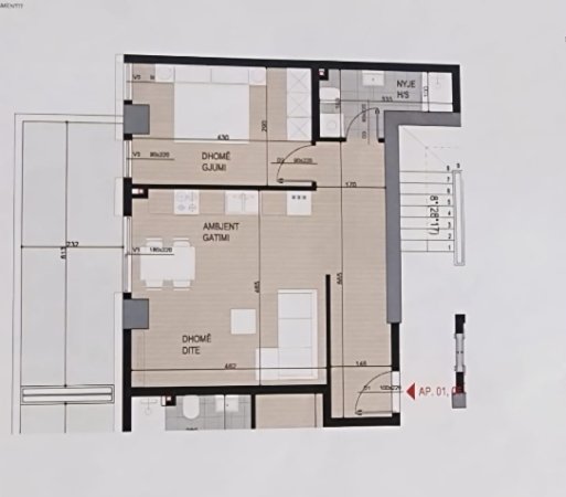SHITET APARTAMENTI 1+1 TEK FUSHA E AVIACIONIT,  121.716 Euro