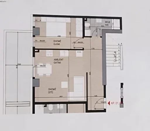 SHITET APARTAMENTI 1+1 TEK FUSHA E AVIACIONIT,  121.716 Euro