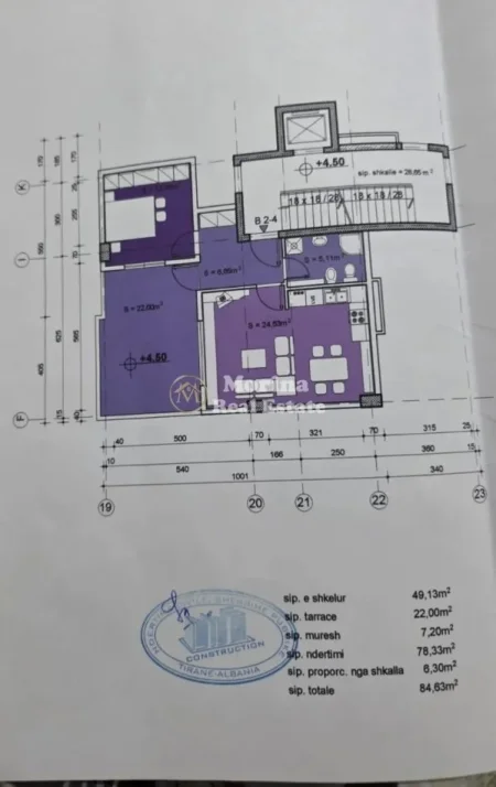 Tirane, shitet apartament 1+1 Kati 2, 84 m² 155.000 € (Kinostudio)
