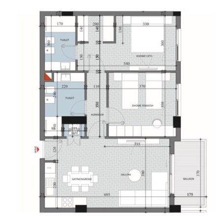 Tirane, shitet apartament 2+1+2+Depo+Ballkon , 101 m² 101.570 € (Diellon 2, Paskuqan)