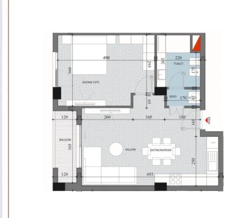Tirane, shitet apartament 1+1+Ballkon , 73 m² 72.870 € (Diellon 2 Residence, Paskuqan)