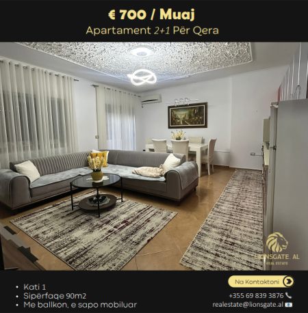 Tirane, jap me qera apartament 2+1+Ballkon Kati 1, 90 m² 700 € 