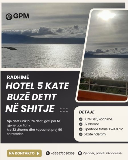 Radhime - Orikum, shitet hotel 5-katësh , 1.524 m² ne vije te pare