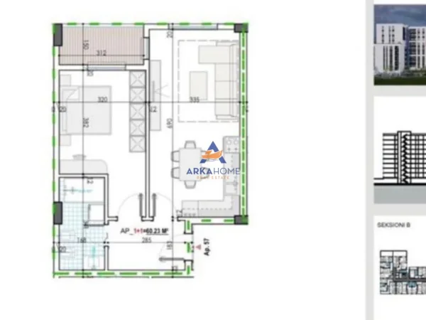 Tirane, shitet apartament 1+1+Ballkon Kati 5, 70 m² 56.280 € 