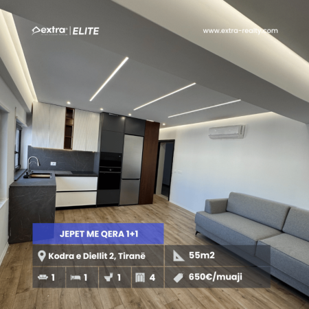 Tirane, jepet me qera apartament 1+1 Kati 4, 55 m² 650 € (Kodra e Diellit 2)
