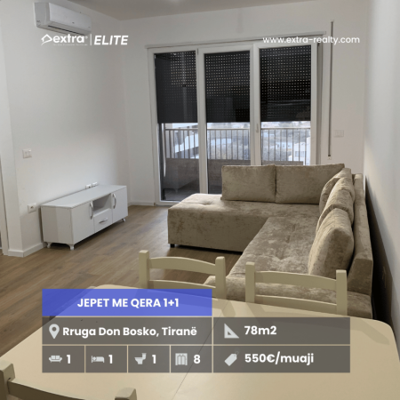 Tirane, jepet me qera apartament 1+1+Ballkon Kati 8, 78 m² 550 € 