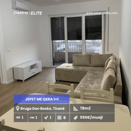 Tirane, jepet me qera apartament 1+1+Ballkon Kati 8, 78 m² 550 € 