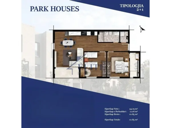 Tirane, shitet apartament 2+1+Ballkon Kati 1, 112 m² 206.923 € (Park House Residence)