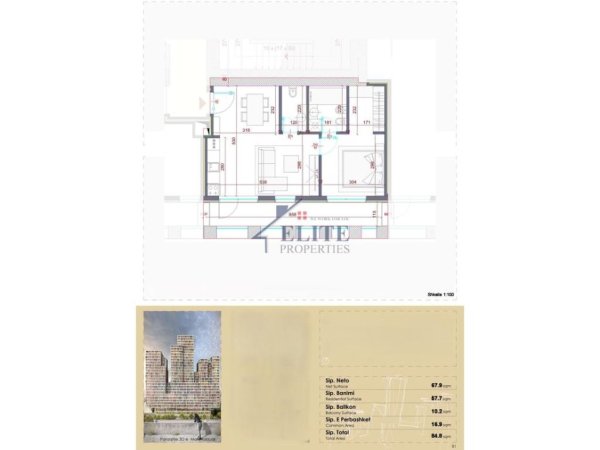 Tirane, shitet apartament 1+1+Ballkon , 85 m² (Manhattan Residence)