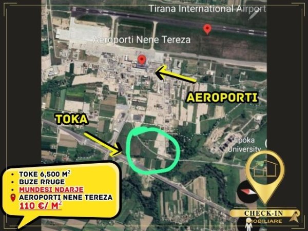 Tirane, shitet toke , 6.500 m² 715.000 € (Aeroporti Nene Tereza)