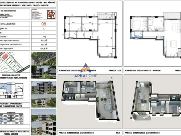 Tirane, shitet apartament 1+1 Kati 1, 59 m² 98000 €