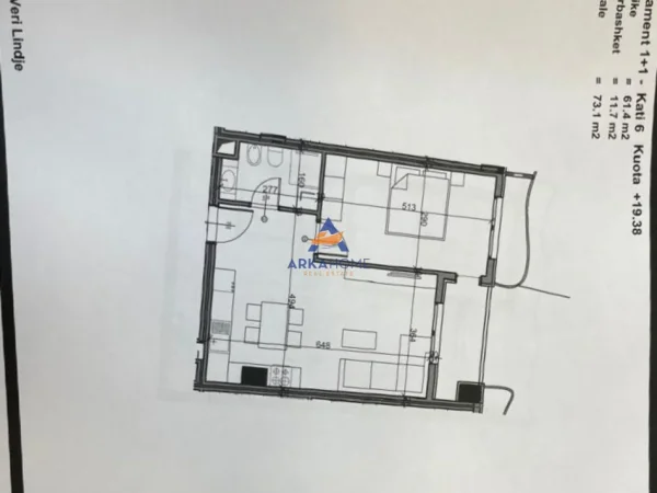 Tirane, shitet apartament 1+1+Ballkon Kati 6, 73 m² 91.250 € 