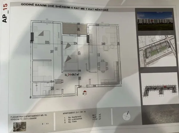 Tirane, shitet apartament 2+1 Kati 3, 111 m² 89.500 € (KAMEZ)