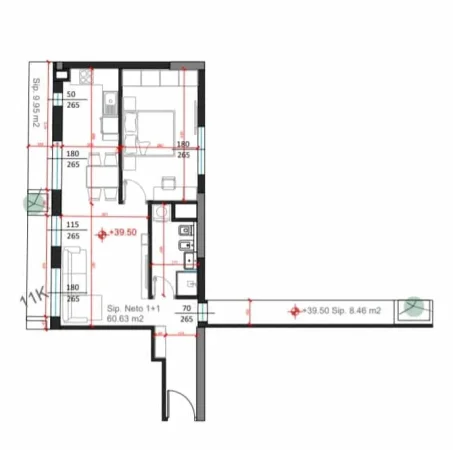 Tirane, jepet me qera apartament 1+1 Kati 11, 70 m² 131.000 € (Rruga Beniamin Kruta)