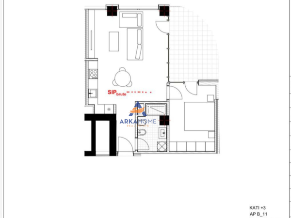Tirane, shitet apartament 1+1+Ballkon Kati 3, 84 m² 117.600 € (ASTIR)